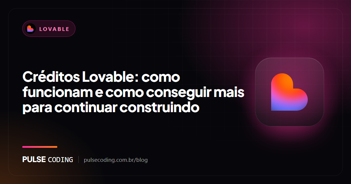 Painel de créditos do Lovable com saldo diário, créditos mensais e opção de recarga