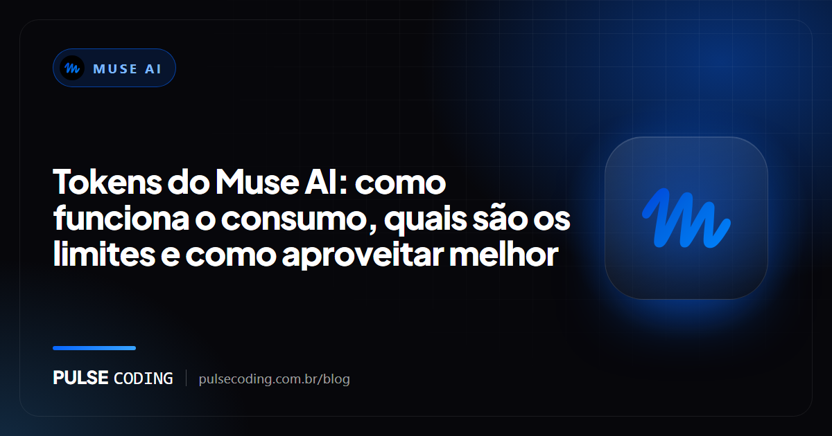 Painel com barra de consumo de tokens do Muse AI e indicadores de limite semanal